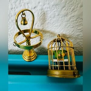 Hallmark 1999 Bird Cage Ornament with Unbranded Brass Display Stand – Holiday